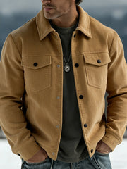Men's Warm Solid Color Corduroy Casual Jacket