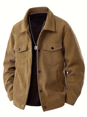 Men's Warm Solid Color Corduroy Casual Jacket