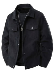 Men's Warm Solid Color Corduroy Casual Jacket