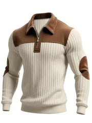 Men's Warm Colorblock Casual Zipper Pullover