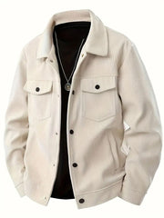 Men's Warm Solid Color Corduroy Casual Jacket