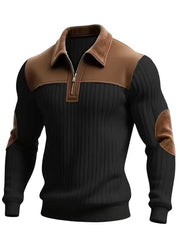 Men's Warm Colorblock Casual Zipper Pullover