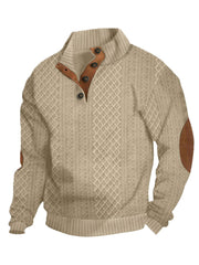 Men's Warm Knit Jacquard Casual Buttons Pullover