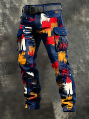 Men's Retro Vacation Business Art Print Casual Workwear Trousers