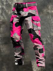 Men's Retro Vacation Business Art Print Casual Workwear Trousers