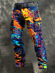 Men's Retro Vacation Business Art Print Casual Workwear Trousers