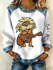 Women's RIP Bob Weir Denim Patchwork Top