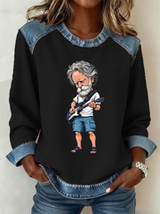 Women's RIP Bob Weir Weir Everywhere Denim Patchwork Top