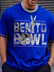 Men's Bunny Football Lover Benito Bowl Printed Printed T-shirt