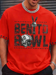Men's Bunny Football Lover Benito Bowl Printed Printed T-shirt
