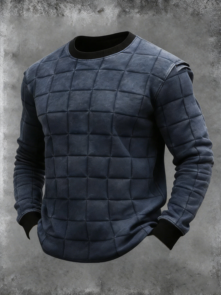 Men's Vintage Geometric Pattern Crew Neck Sweatshirt