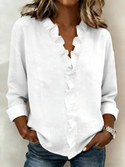Women's Casual Elegant Ruffle-Trim Shirt