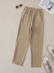 Women's Solid Color Casual Daily Button Side Straight Pants