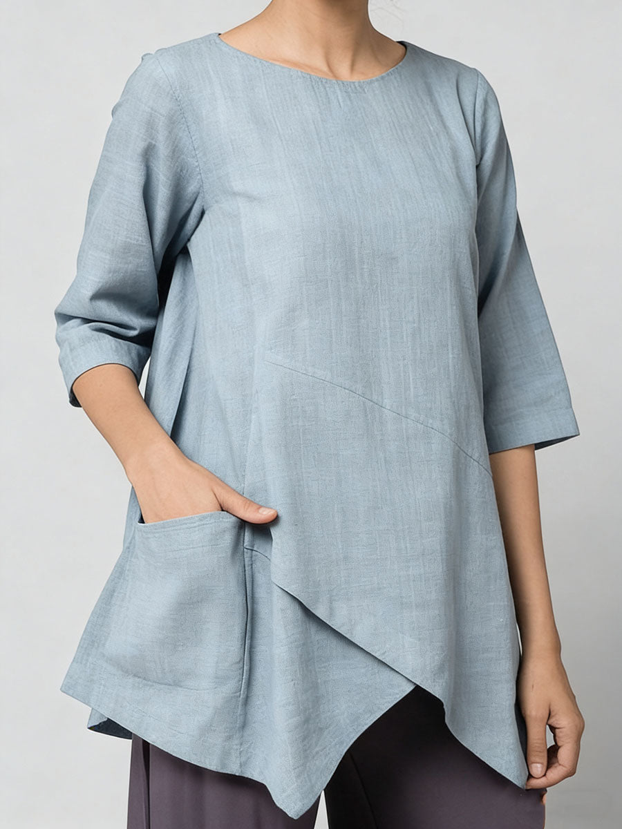Women's Solid-Color Crew-Neck Casual T-Shirt