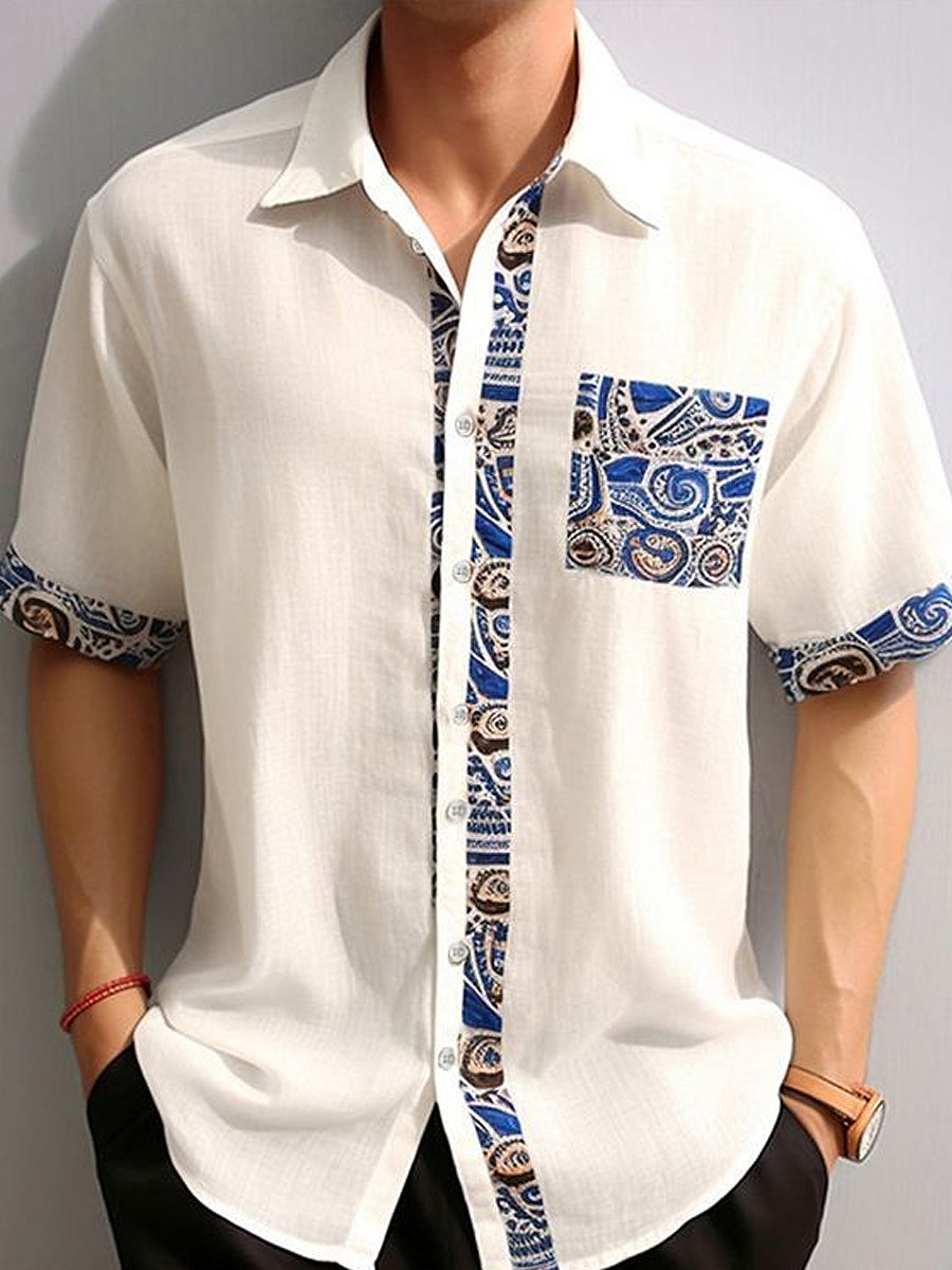 Men's Retro Ethnic-Style Geometric Art Casual Shirt