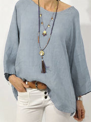 Women's Solid-Color Crew-Neck Casual T-Shirt