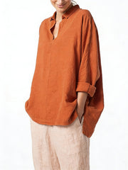 Women's V-neck Solid-Color Casual Shirt