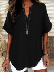 Women's Solid-Color Casual V-Neck T-Shirt