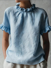 Women's Ruffled Collar Short-Sleeved Top