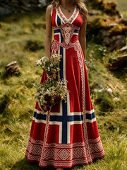 Women's Nordic Scandinavian Style Viking Art Printed Dress