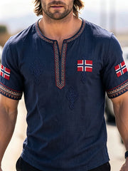 Men's Scandinavian Style Norway Art Printed Linen T-shirt