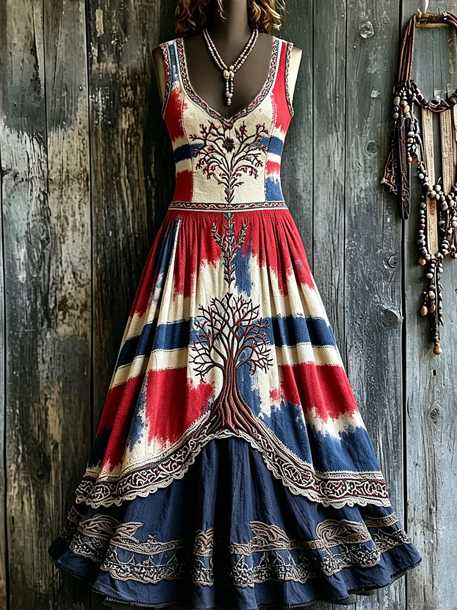Women's Nordic Scandinavian Style Viking Art Printed Dress