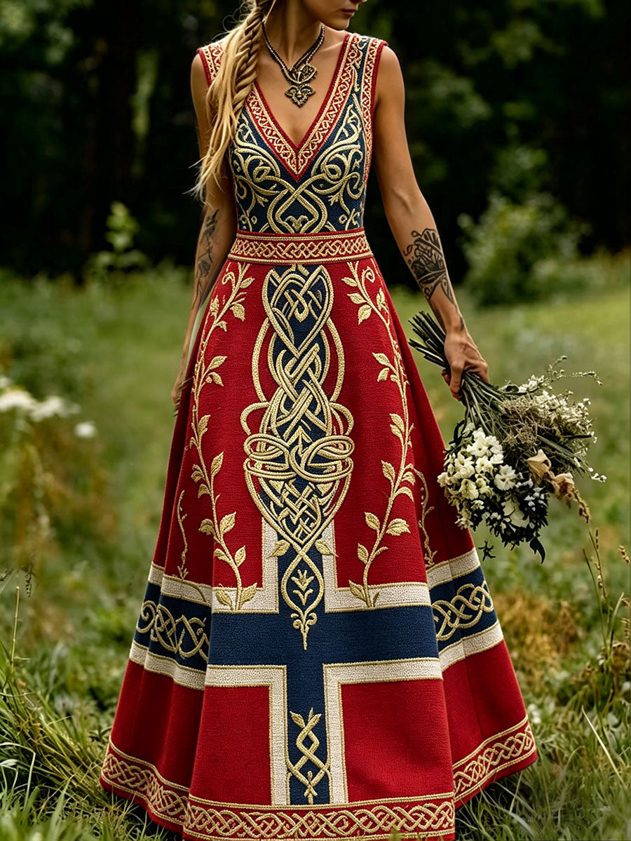 Women's Nordic Scandinavian Style Viking Art Printed Dress