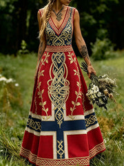 Women's Nordic Scandinavian Style Viking Art Printed Dress