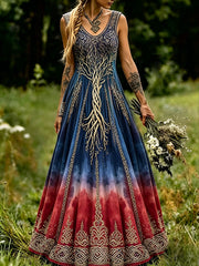 Women's Nordic Scandinavian Style Viking Art Printed Dress