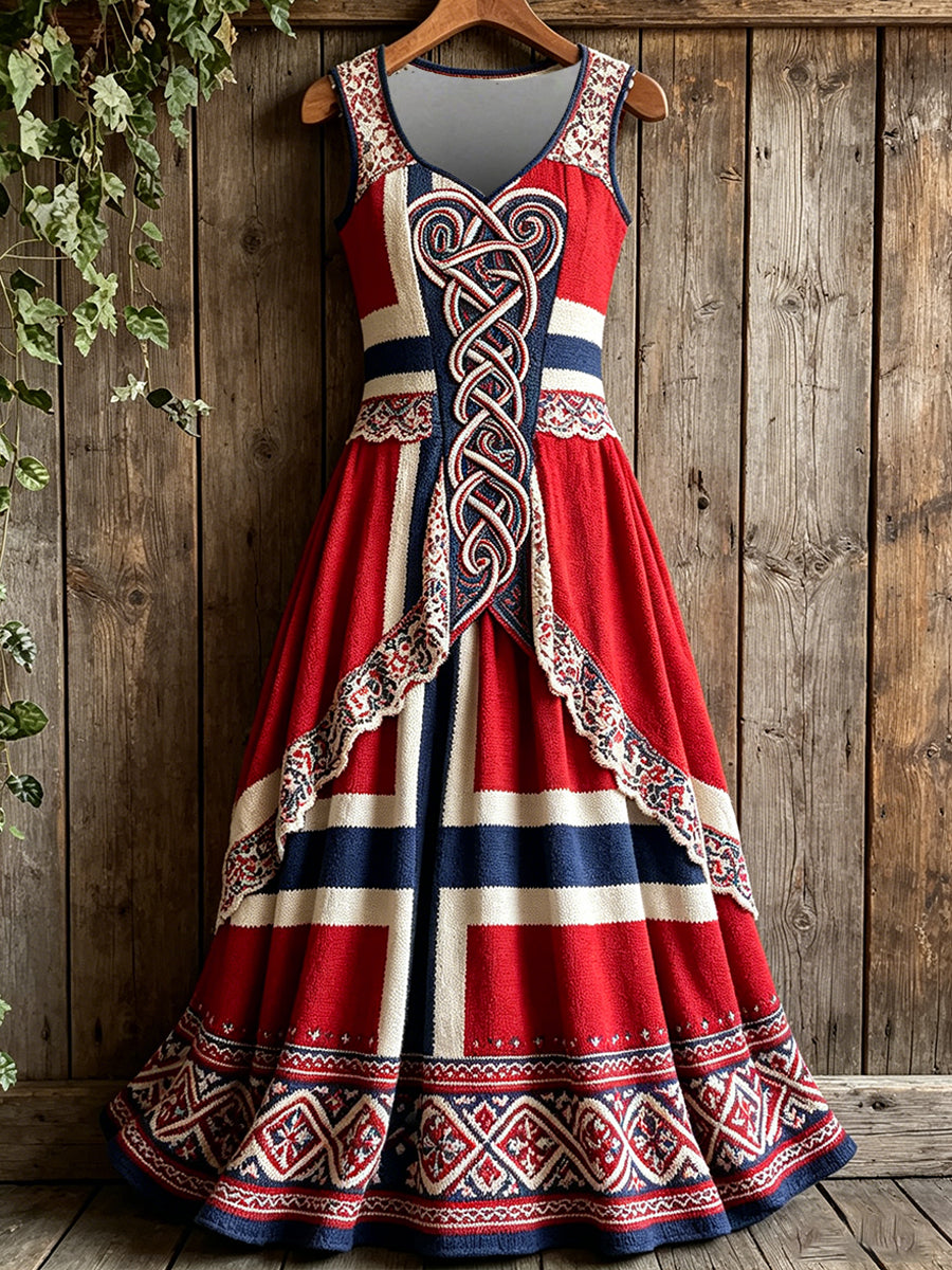 Women's Nordic Scandinavian Style Viking Art Printed Dress
