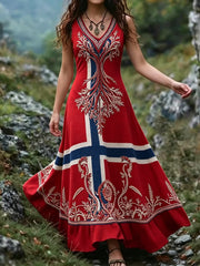 Women's Nordic Scandinavian Style Viking Art Printed Dress