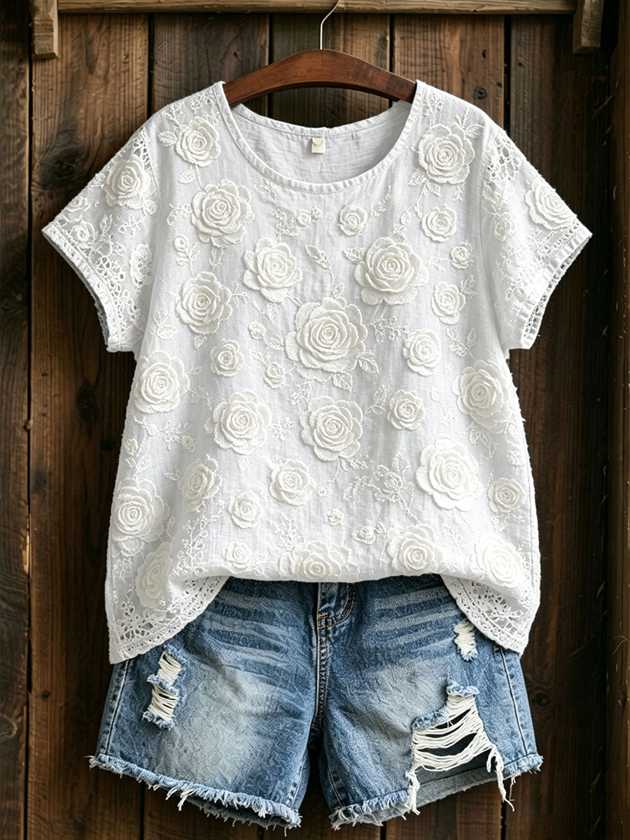 Women's Classy Rose Cotton Linen Shirt