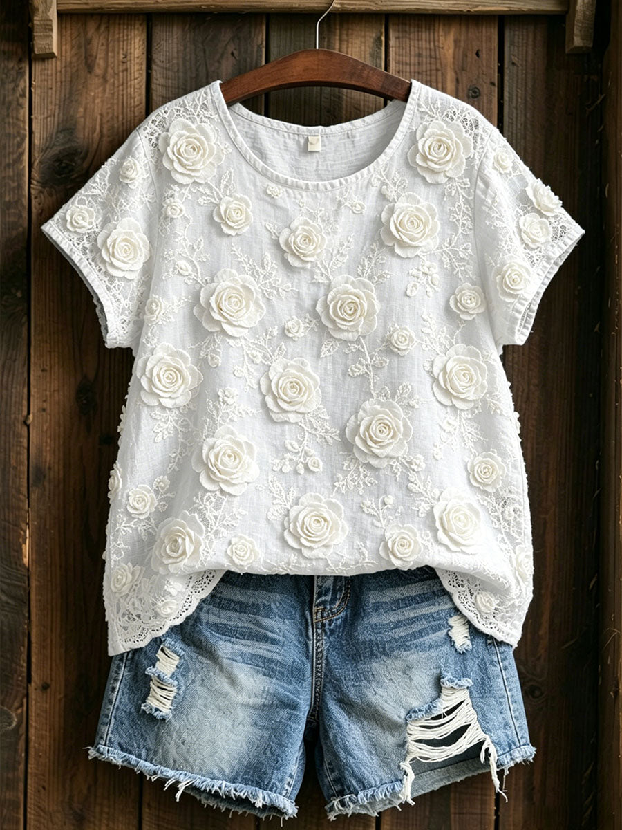 Women's Classy Rose Cotton Linen Shirt