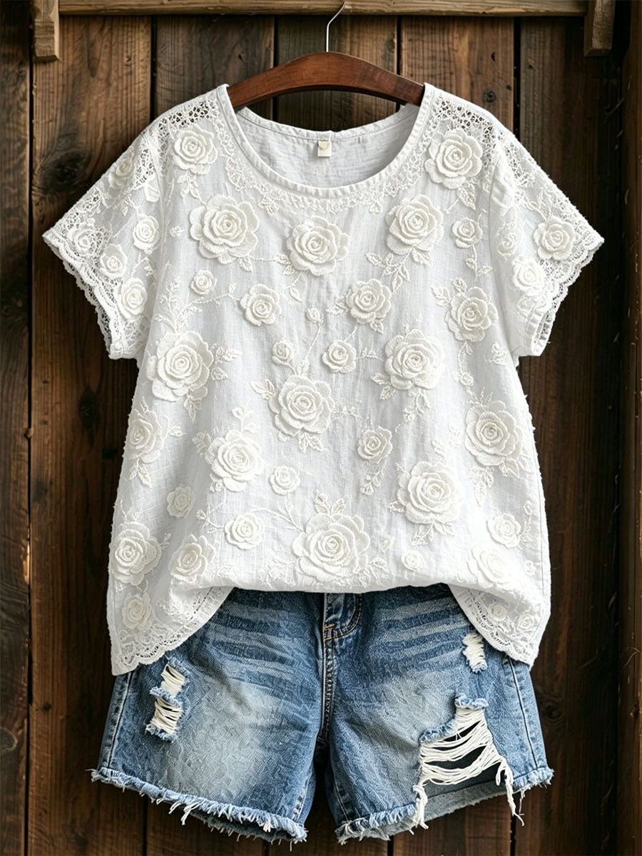 Women's Classy Rose Cotton Linen Shirt