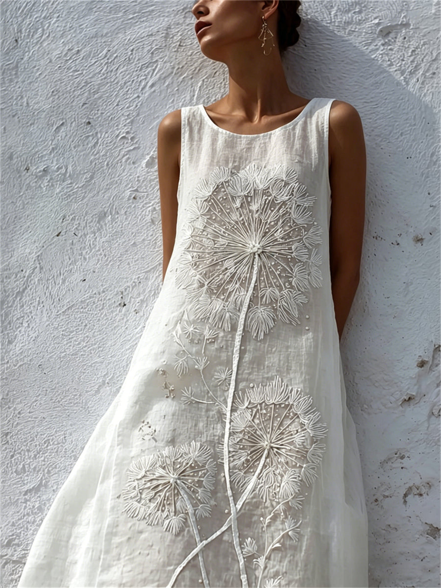 Women's Classy Dandelion Art Print Vintage Flowy dress