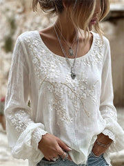 Women's Classy Japanese Almond Blossom Print Linen Tunic