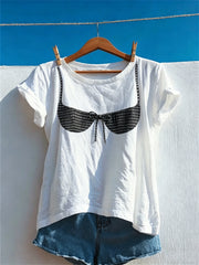Women's Lovely Tied Bikini Print short-sleeved T-shirt