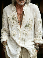 Men's Classy Forest Dandelion Inspired Print Shirt