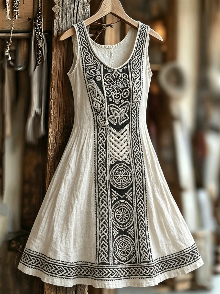 Women's Viking Vegvisir Celtic Knot Contrast Print Tank dress
