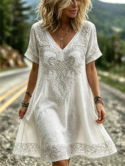 Women's Classy Viking Celtic Knot Art Print Short Sleeve Mini Dresses