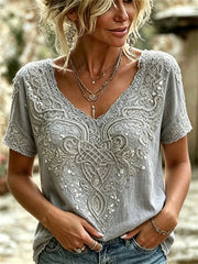 Women's Classy Viking Celtic Knot Art Print linen short-sleeved T-shirt
