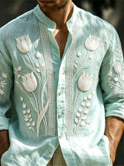 Men's Classy Tulips Floral Art Print Comfy Shirt