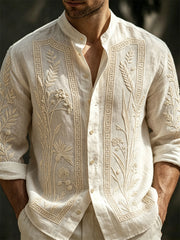 Men's Vintage Classy Wheat Floral Art Print Comfy Shirt
