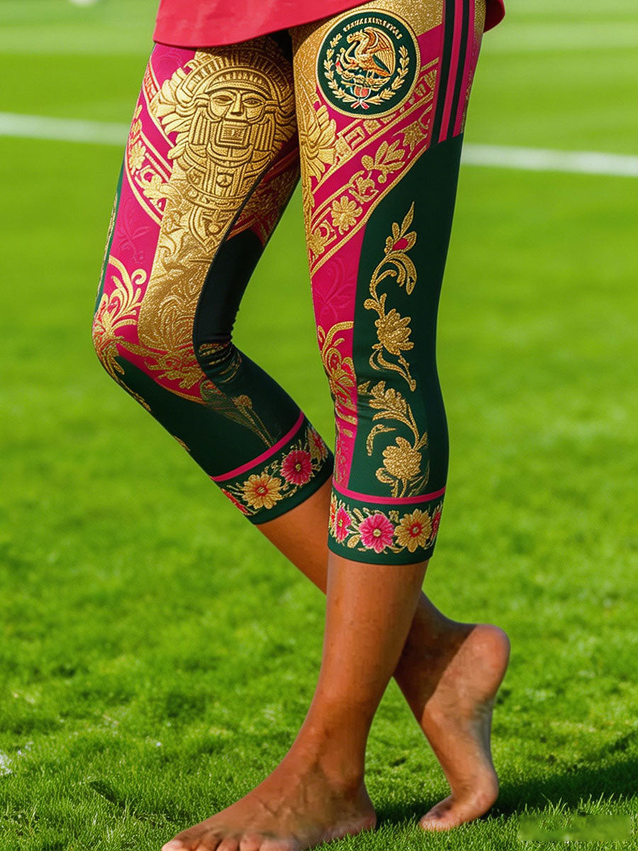 Women's Mexico Football Lover Art Printed Leggings