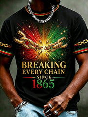 Men's Juneteenth  Breaking Every Chain Since 1865 Print Casual Tee