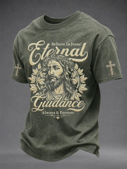 Men's Christian Jesus Print Casual Tee