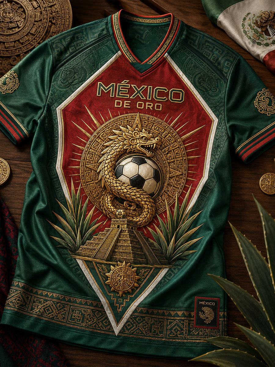 Men's Mexico Football Lover Art Printed T-shirt