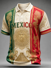 Mexican Art Football Enthusiast Printed Casual Short-Sleeve Polo Shirt