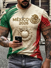 Men's Mexican Football Fan Art Print Short-Sleeve T-Shirt