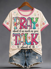 Women's Christian Jesus Print Casual Tee